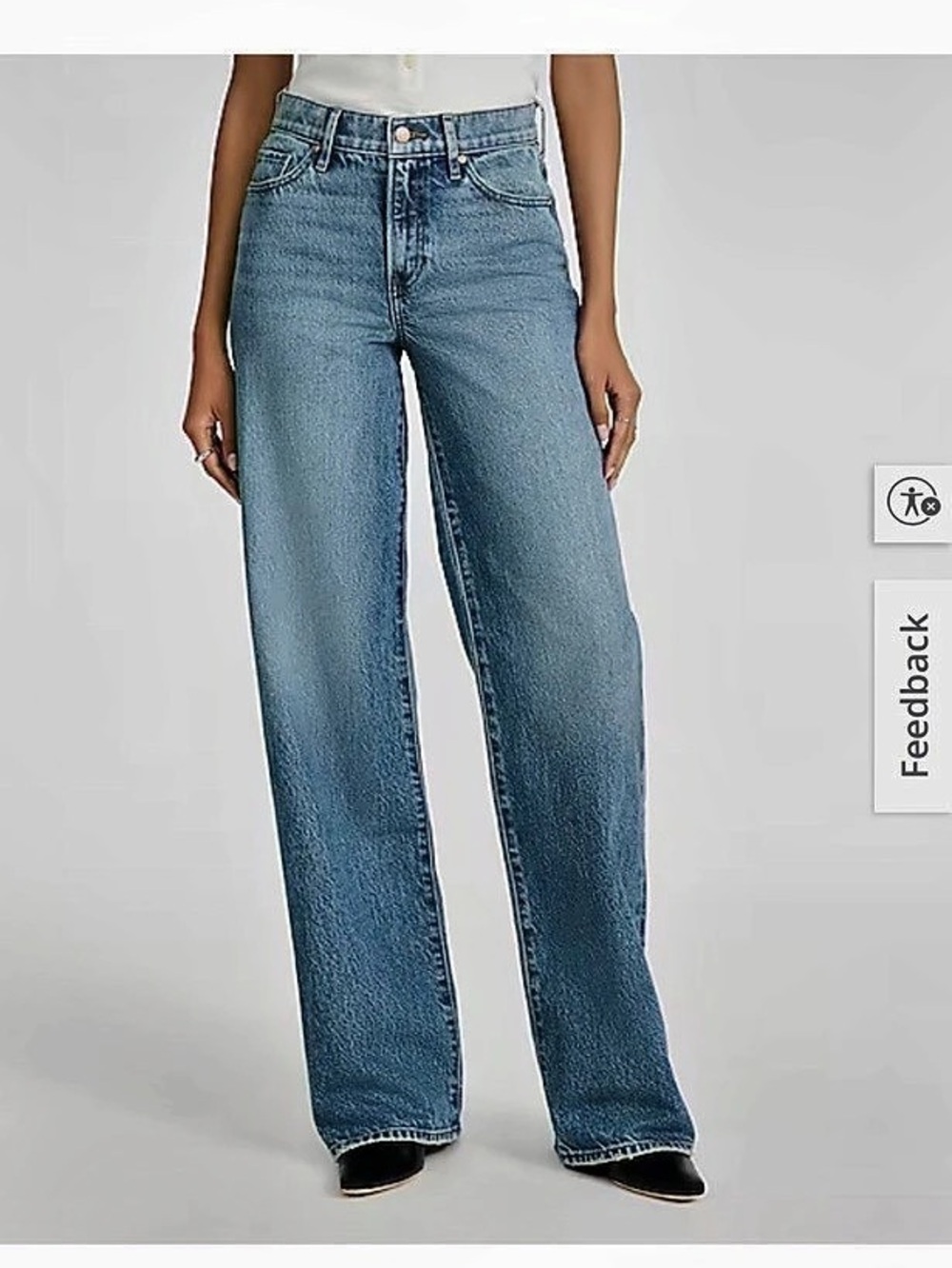 Express High Waisted Wide Leg Jeans Blue